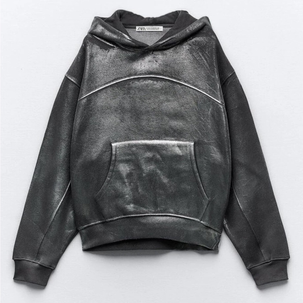 Zara Shimmering Silver Metallic Sweatshirt